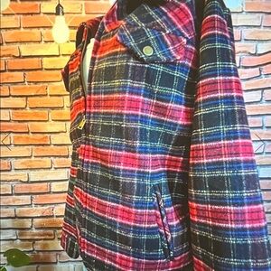 🧥 Christopher & Banks — Men’s Plaid Trucker Jacket — Red/Black — Sz Large - NWOT